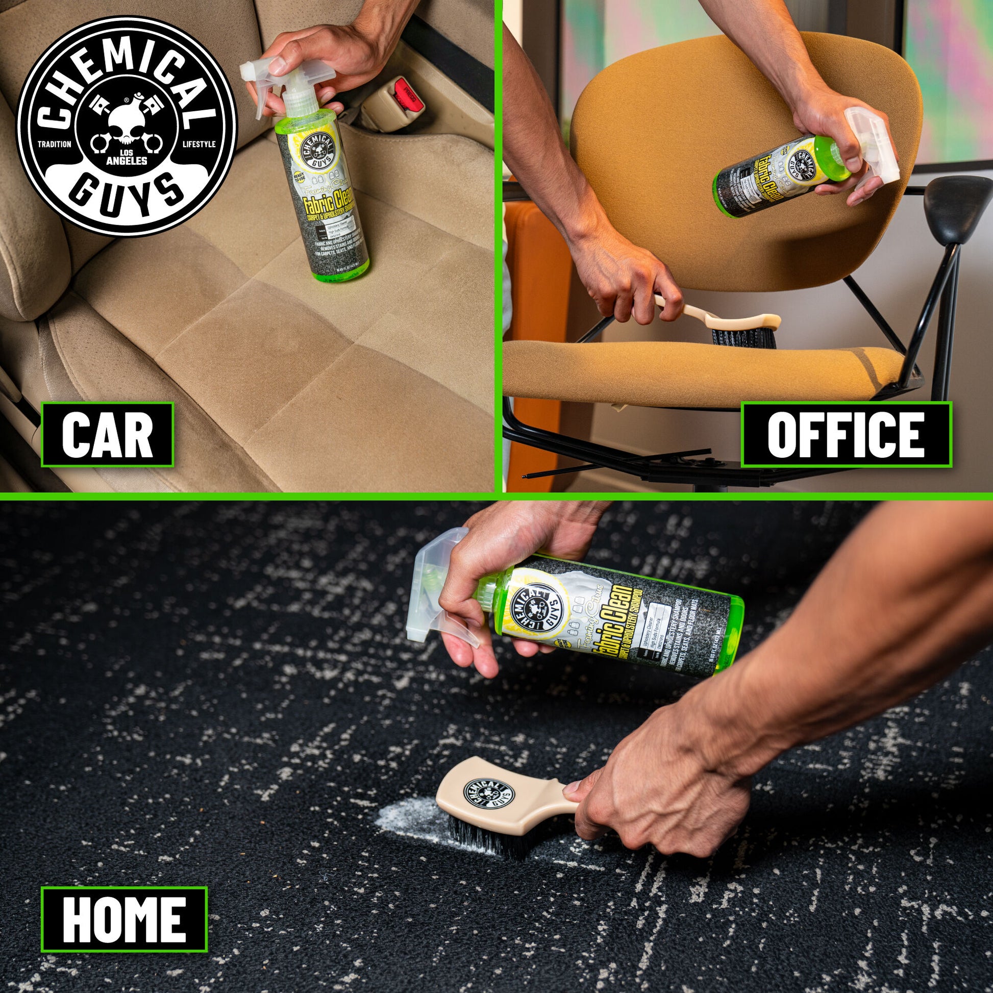  Chemical Guys CWS20316 Foaming Citrus Fabric Clean Carpet &  Upholstery Cleaner (Car Carpets, Seats & Floor Mats), Safe for Cars, Home,  Office, & More, 16 fl oz, Citrus Scent : Everything
