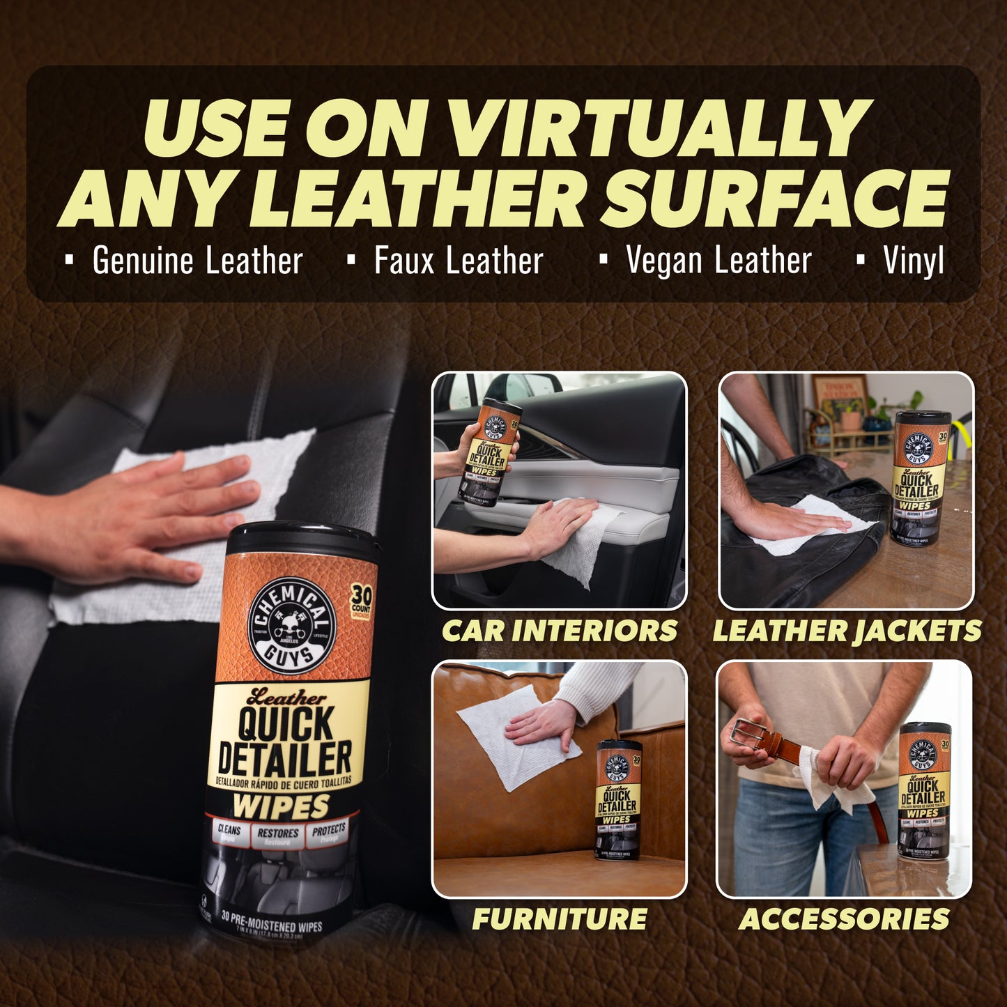 Leather Quick Detailer Canister Wipes