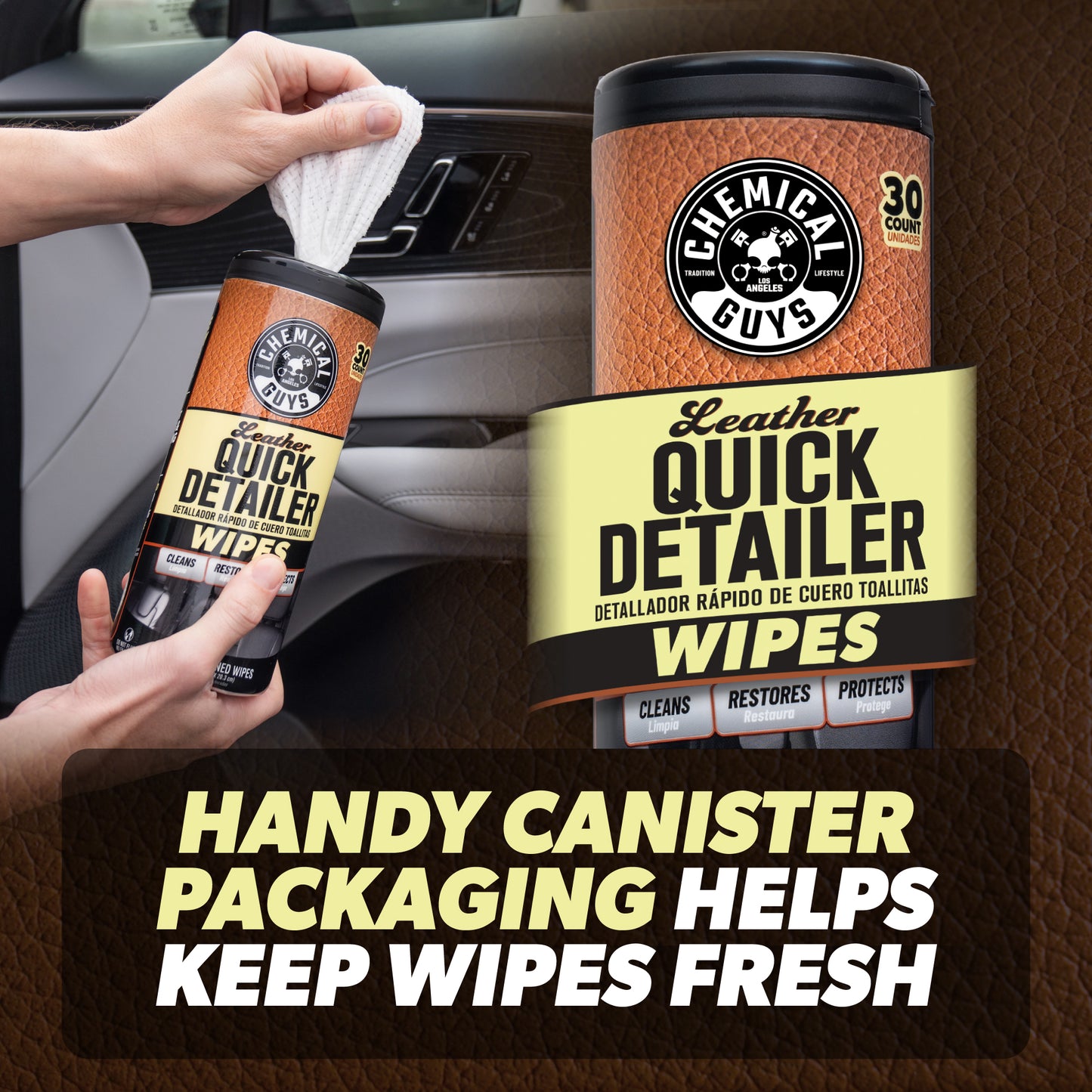 Leather Quick Detailer Canister Wipes